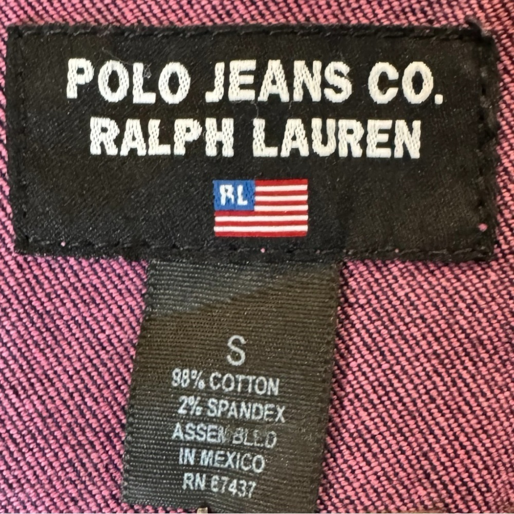 Vintage Polo Jeans Co “Stay Gold” Embellished Cropped Denim Jacket Size S - Picture 8 of 8